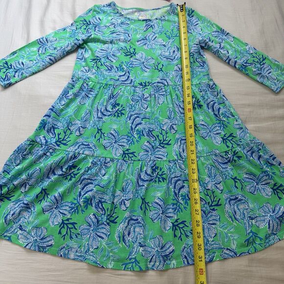 NWT Lilly Pulitzer Mini Geanna Swing Dress Green Floral XL 12 - 14 Kids Cotton - Picture 6 of 11